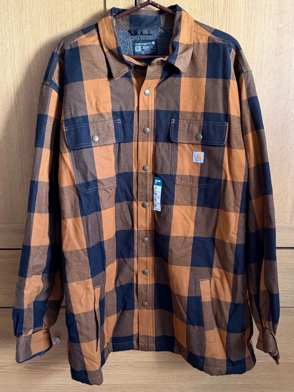 MENS CARHARTT FLANNEL SHERPA LINED SHACKET SHIRT JACKET 2XL TALL BRAND NEW AS IS